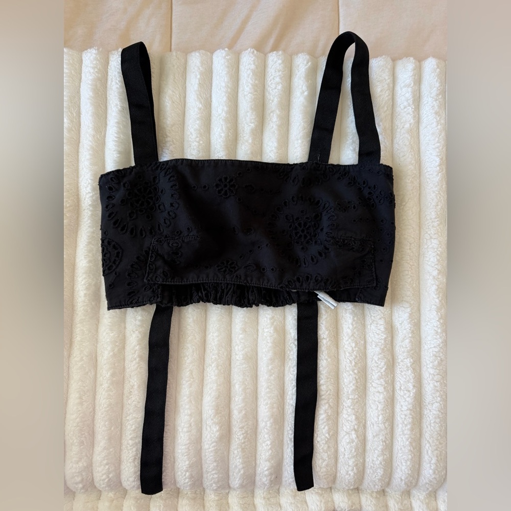 Zara Black Embroidered Crop Top
